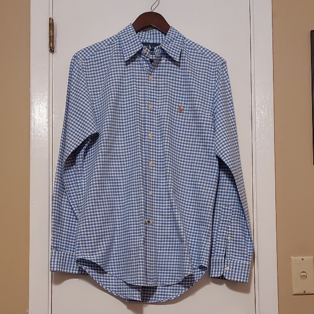 Ralph Lauren Blue Checkered Men's Long Sleeved Shirt